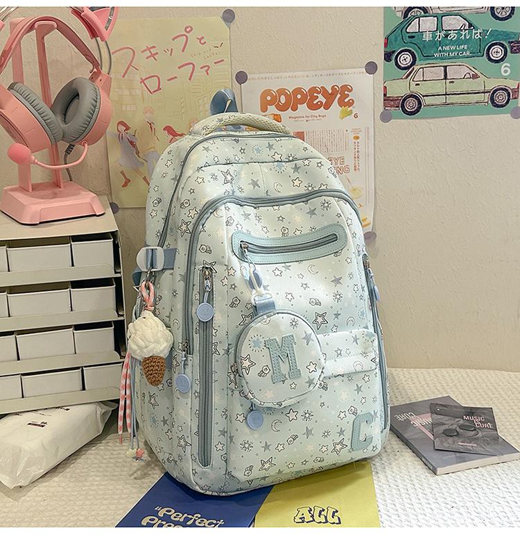 School Bag for Women, New Japanese Style INS High-look, Fresh and Sweet Star Backpack, Lightweight Backpack for Middle and High School Students