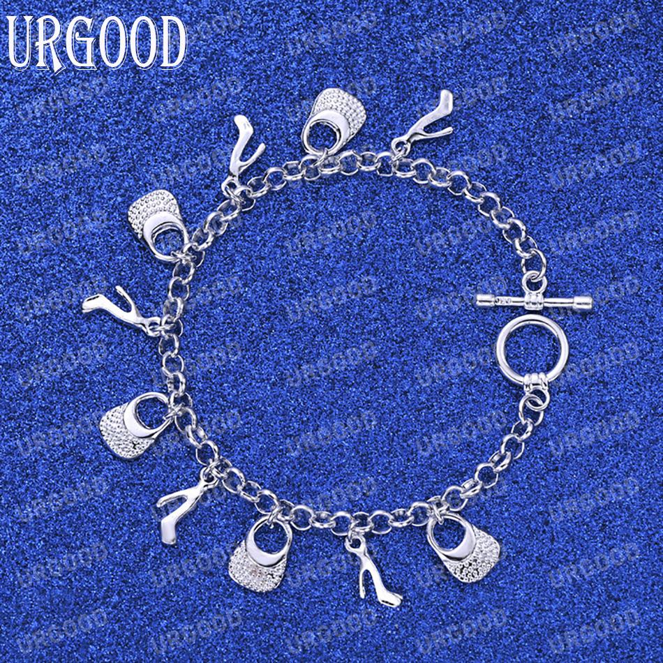 925 Sterling Silver Pendant Bracelet Fashion Wedding Jewelry