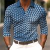 Trendy Long-sleeve Polo Shirt with Geometric Print, Great for Casual and Smart Daily Looks.