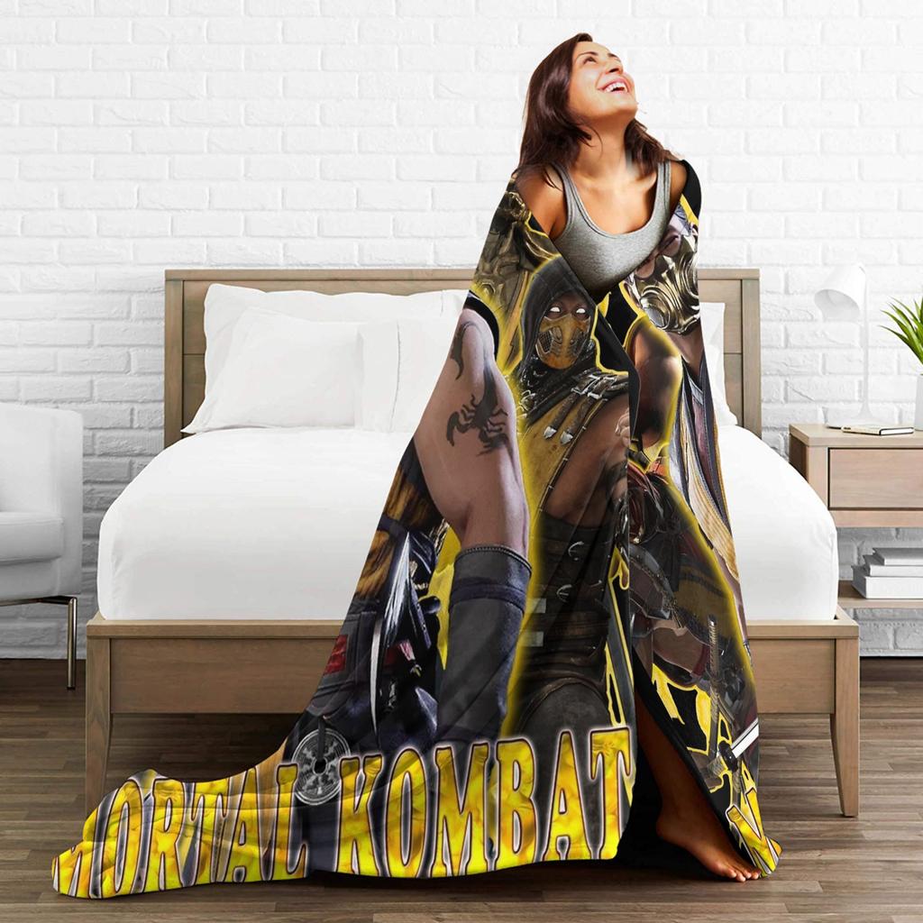 Mortal Kombat Scorpion MK Blankets Wool Funny Soft Throw Blankets for Bedding Lounge Decoration