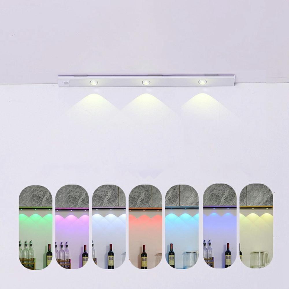

40cm RGB Motion Sensor Closet Light Bar Magnetic Rechargeable Under Cabinet Night Lamp Silver