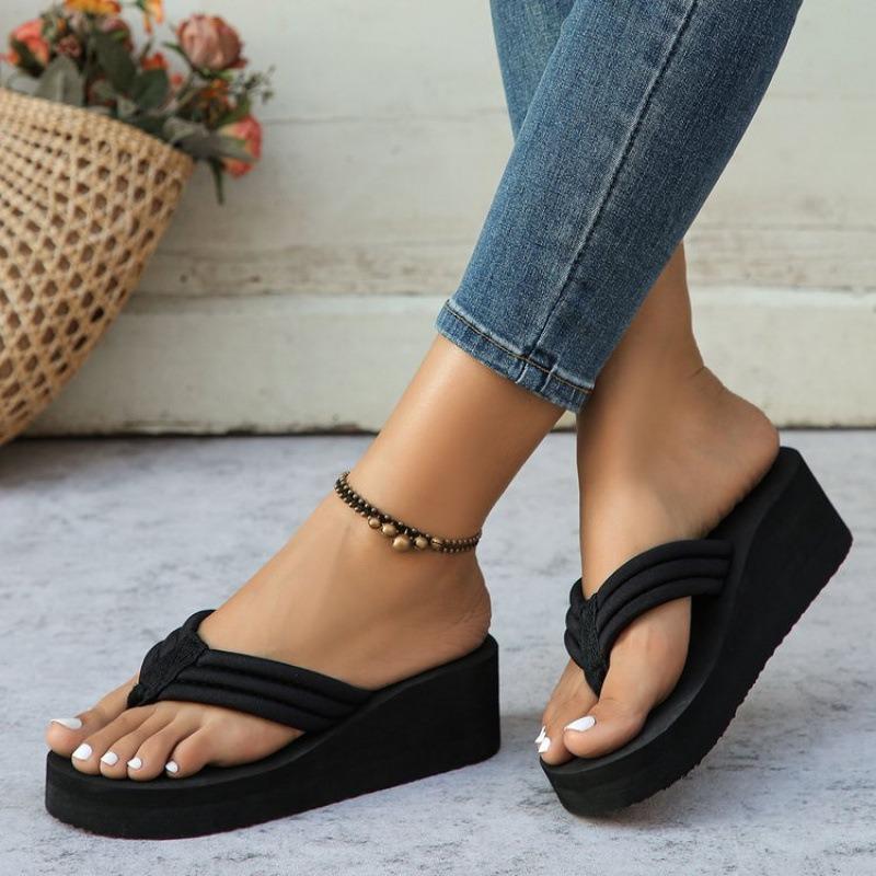 Lightweight Wedge Flip Flops for Women Fashion Clip Toe Platform Slippers Woman Summer Thick Bottom Non Slip Beach Slides
