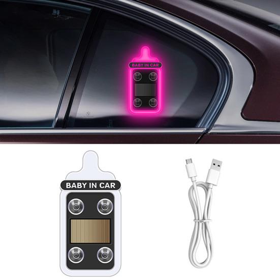 Solar Bottle Shape Car Light Baby in Car Safety Sign Wireless Neon Atmosphere Lamp for Triangle Window Suction Cup Mount LED Decorative Light Unique