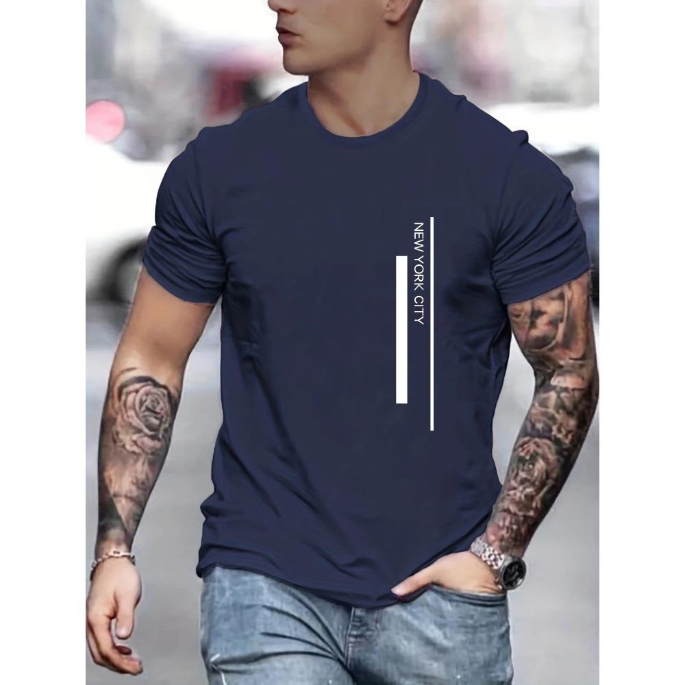 Men's Summer Loose Size 100% Cotton Print Casual Fit Round Neck Short Sleeve T-shirt Top