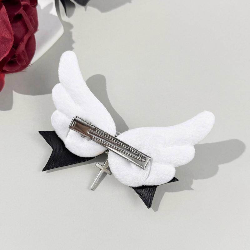 Baby Girls Hair Bows Clip With Angel Wing Gentle Nonslip Grip Ribbon Costume Accessories For Toddler Infants