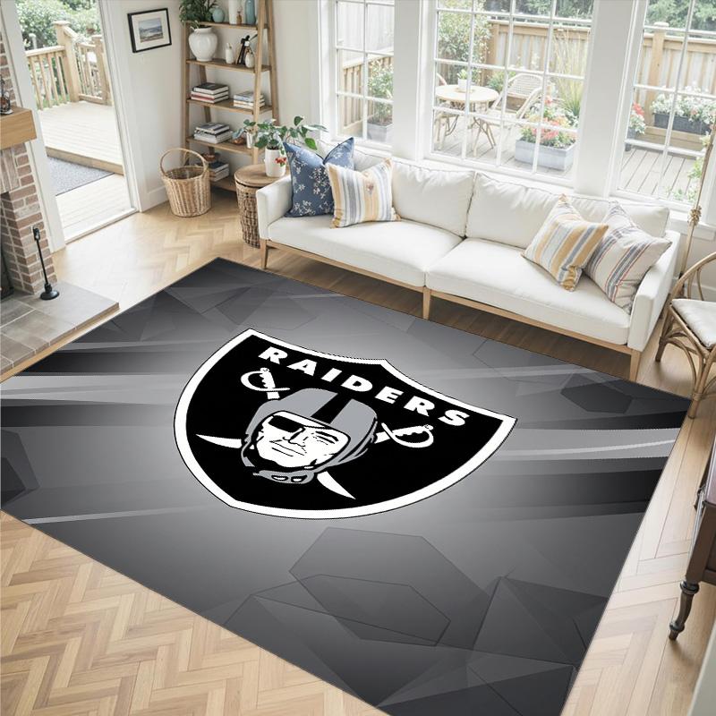Las Vegas Raiders Design Crystal Velvet Carpet Cozy Non?Slip Printed Rug For Bedroom Living Room Entrance