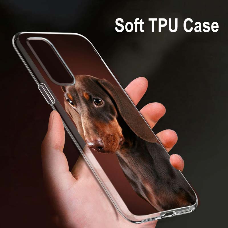 Dachshund Doberman Dog para OPPO Reno7 SE 6 5 ZF 4G 5G Find X2 X3 Neo Lite Pro Plus Capa de telefone transparente macia Coque