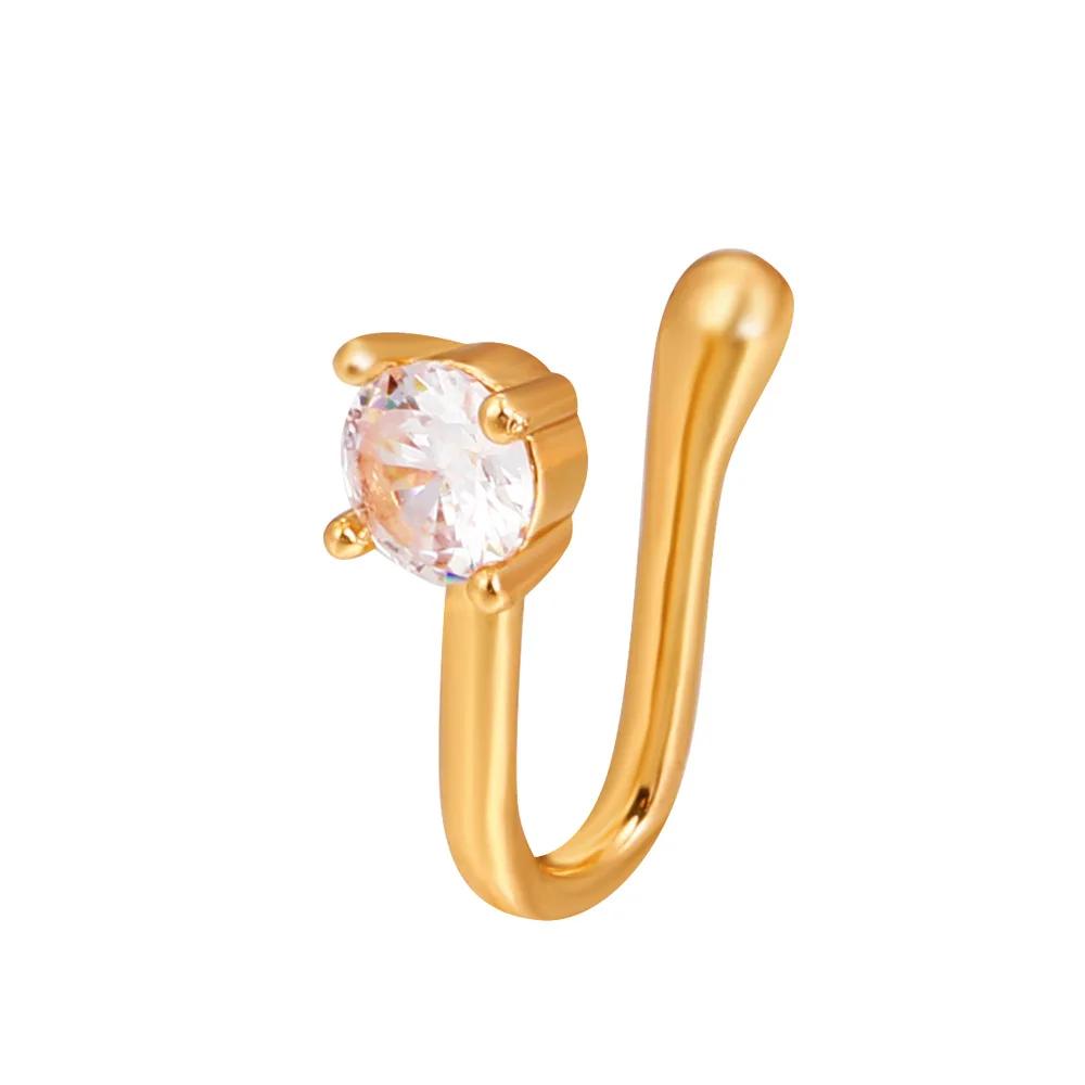 Fashion Nose Ring Charm Crystal Butterfly Pentagram Nose Ring Women Fake Piercing Clip on Nose Ear Rings Body Jewelry