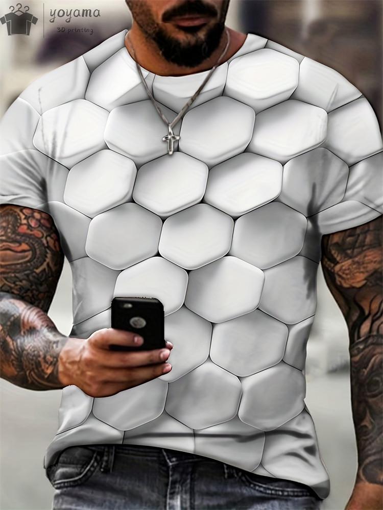 Unisex's 3d Printed Abstract Hip-hop Trend Visual Illusion Short Sleeved T-shirt Fashion Top Gradient Harajuku Street Clothing Tees