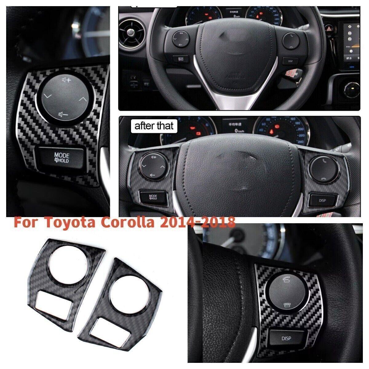 Carbon Fiber Steering Wheel Button Cover Trim Accessories For Corolla 2014-2018