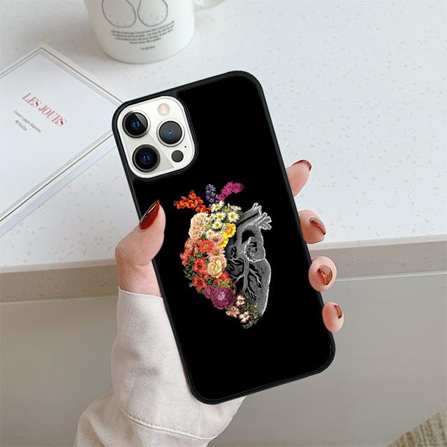 Flower Heart Phone Case For iPhone 17 Air 14 15 16 13 12 Cover For Apple iPhone 17 Air 14 15 16 Pro Max 6S Plus Coque