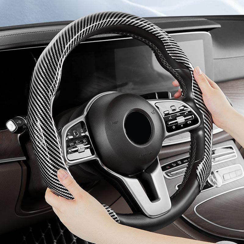 ALN1 Carbonfaser Lenkradabdeckung für Tesla Model 3 Model S Model X Model Y Rutschfeste Schutzschale Auto Innenzubehör