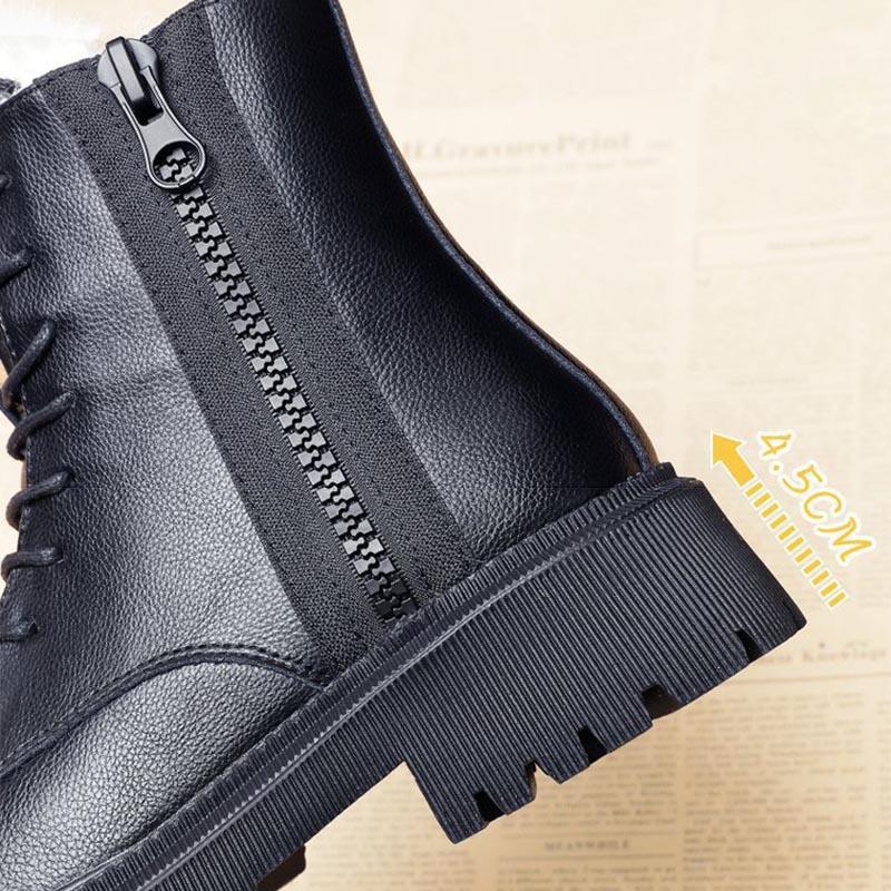 Soft Leather Thick Bottom Women's Zipper Thick Boots