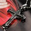 Fashion New Male Crystal Cross Jesus Pendant Gold/Black/Blue Color Zirconia Necklace Bamboo Chain Jewelry Gifts