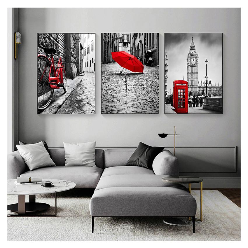 City Umbrella Call Box Nordic Posters And Prints Wall Pictures For Living Room Salon Wall Art Canvas Painting London