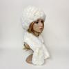 Winter Warm Rabbit Fur Hat Scarf Set Natural Fur Knitted Shawl High Elastic Women Beanie