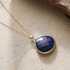 High quality simple natural stone crystal fashion French light luxury water drop pendant copper plated real gold necklace jewelry
