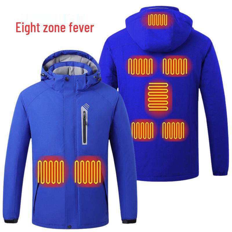 Smart Heated Hooded Ski Jacket - Warm, Thick Cotton for Winter Sports