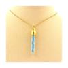 Pierres et Minéraux. Collier Apatite bleu neon brut. Modèle tube. Couleur Or.