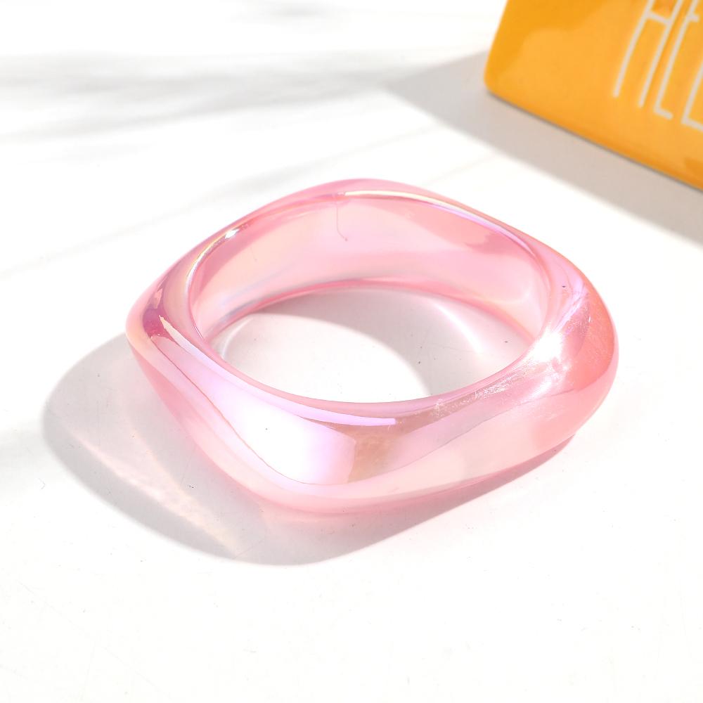 New AB Colorful Irregular Square Resin Wide Bangle for Women Statement Acrylic Geometric Bracelets Valentine's Day Jewelry Gifts