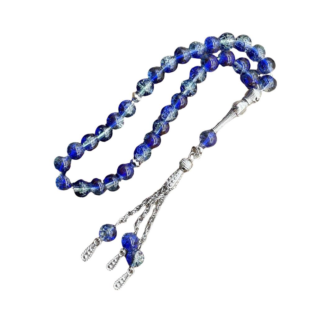 Muslimische Gebetsperlen 33 Tasbih Eisglas Rosenkranz mit Quastenanhänger Ethnisches islamisches Armband für die tägliche Andacht