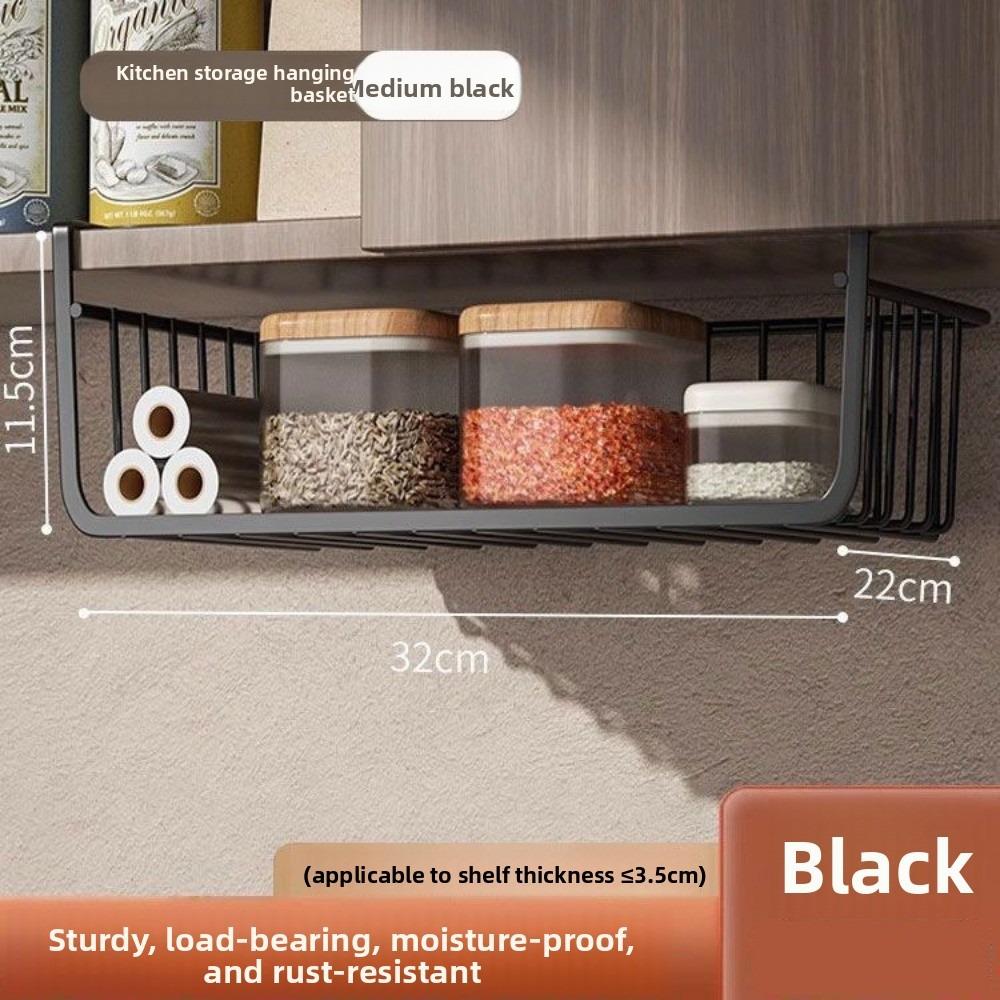 

Layered Kitchen Storage Racks Portable Seasoning Baskets Durable Dormitory Storage Tools Black Medium