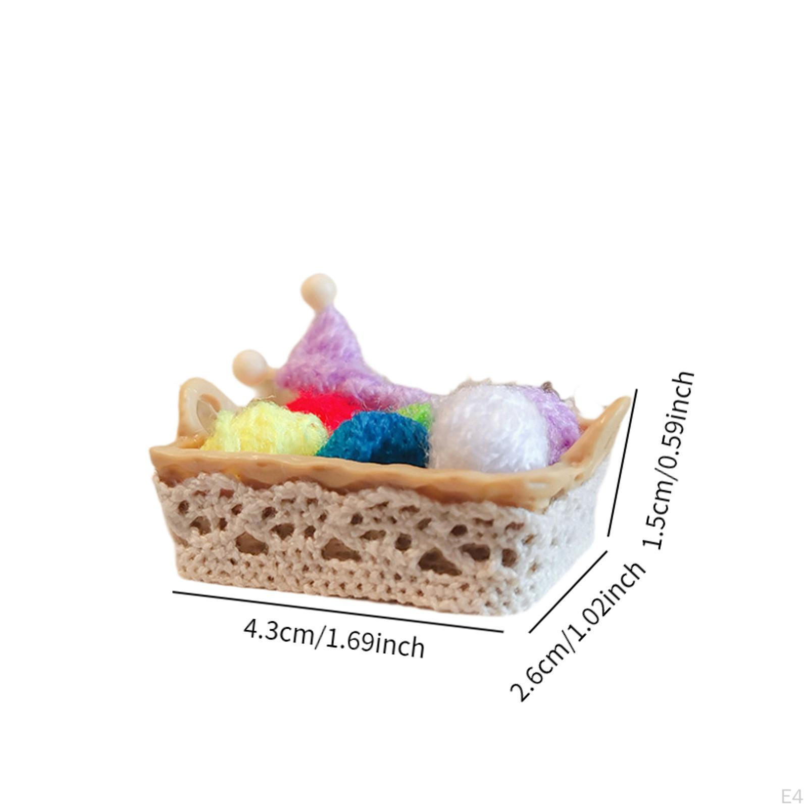 1/12 кукольный домик шерстяная пряжа в корзине миниатюрная швейная модель дома сцена — фото 5
