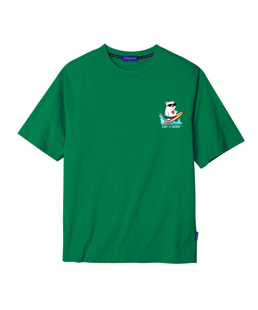OHP Ohpxharmonia Heart Polar Bear Semi-Oversized Short Sleeve T-Shirt P (Type B)