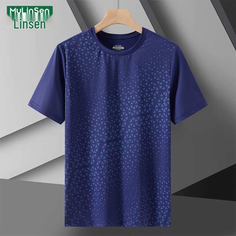 MULINSEN Men s Summer Quick-Dry Loose Fit Geometric Print T-Shirt 4XL
