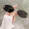 Frameless Diamond-Studded UV Protection Sunglasses, Trendy Celebrity Style