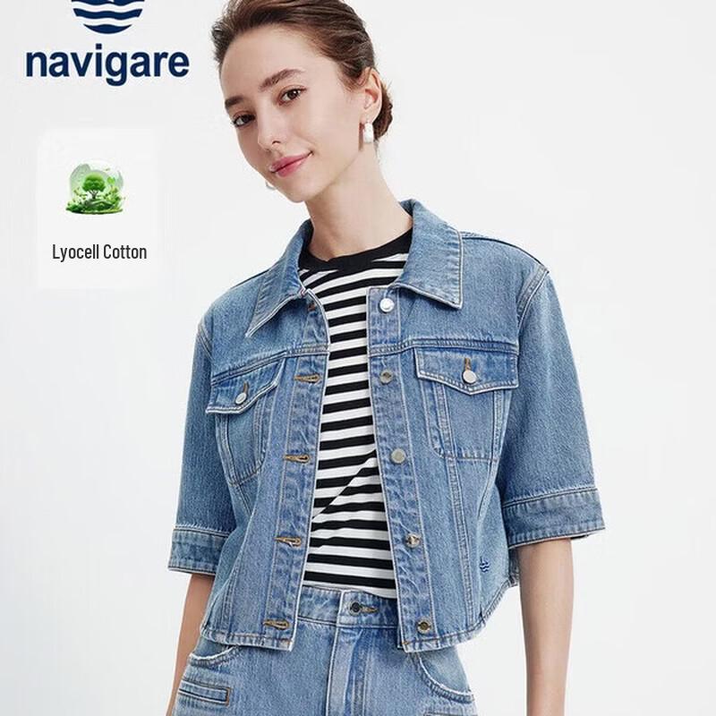 Navigare Women s Slim-Fit Short-Sleeve Denim Jacket XL джинсовый синий