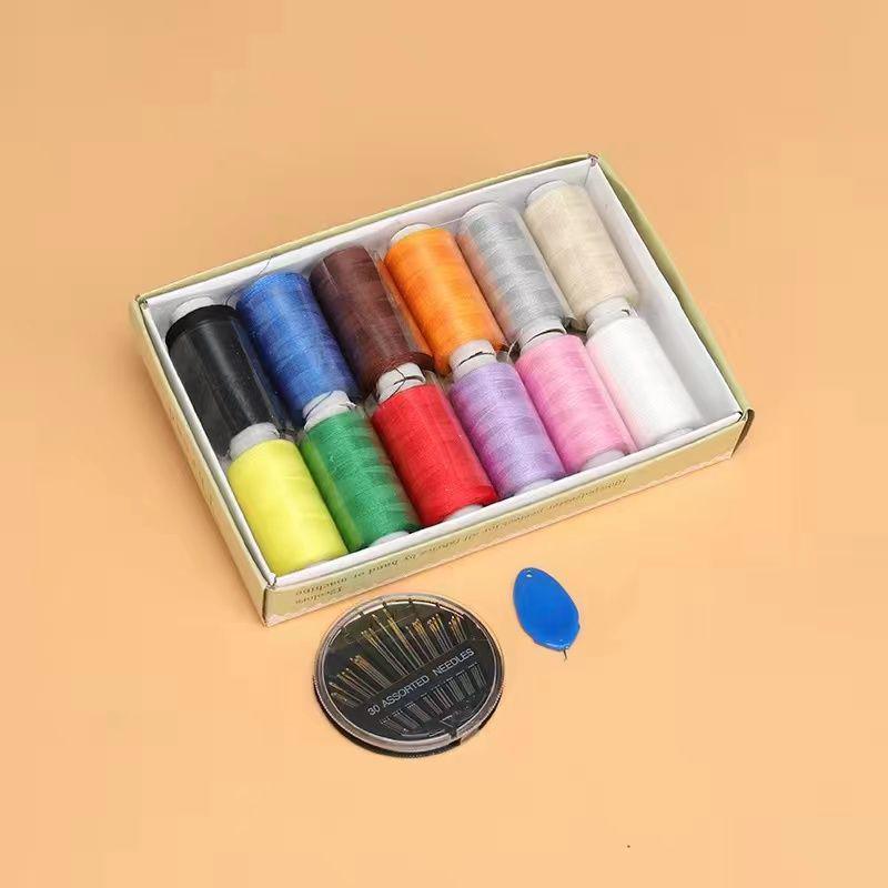 Mending Handmade Needle and Thread Set: White & Black Sewing Threads for Clothes