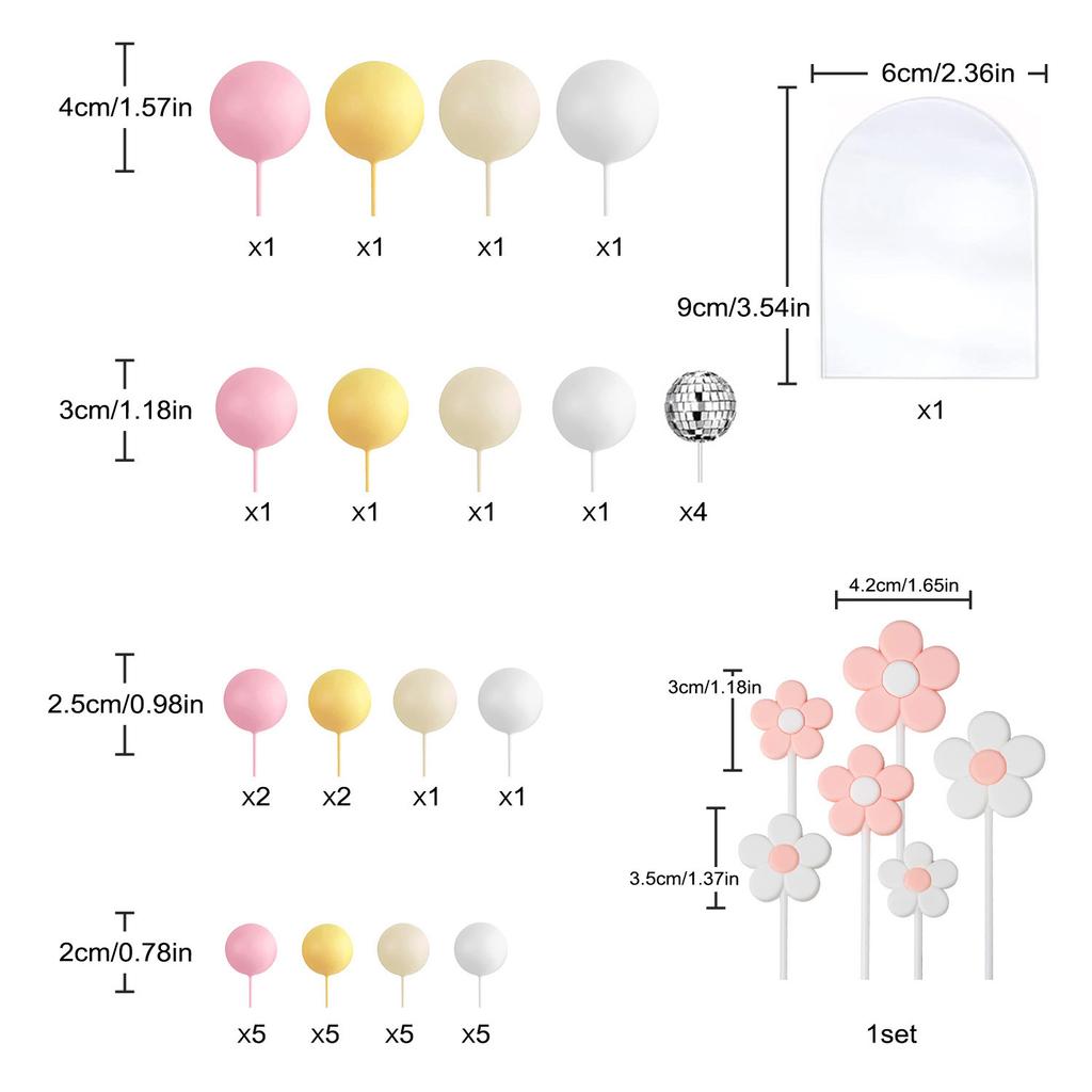 Mini Colorful Balls Cake Topper DIY Cake Topper Decorations for Wedding Anniversary Baby Shower Birthday Party Cake Decoration