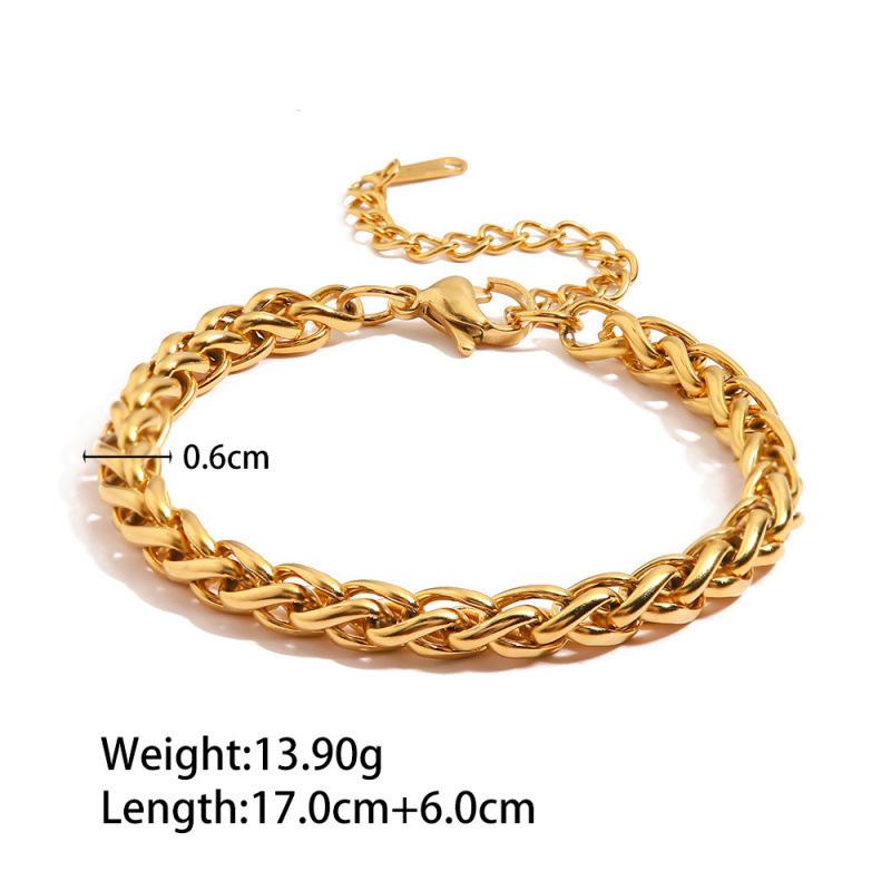 2024 Neues breites klobiges verdrehtes Armband für Damen Goldfarbe Edelstahl Gliederkette Kubische Kette Armreif Geschenk