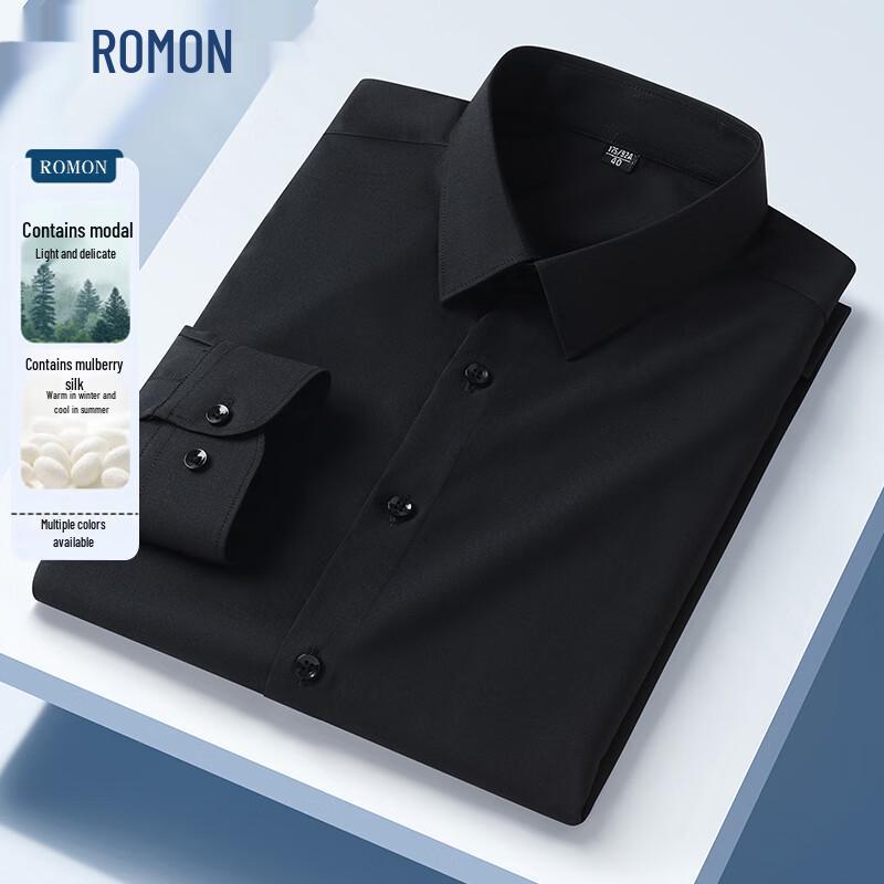 ROMON Men s Silk & Modal Blend Long-Sleeve Non-Iron Shirt 170/88A