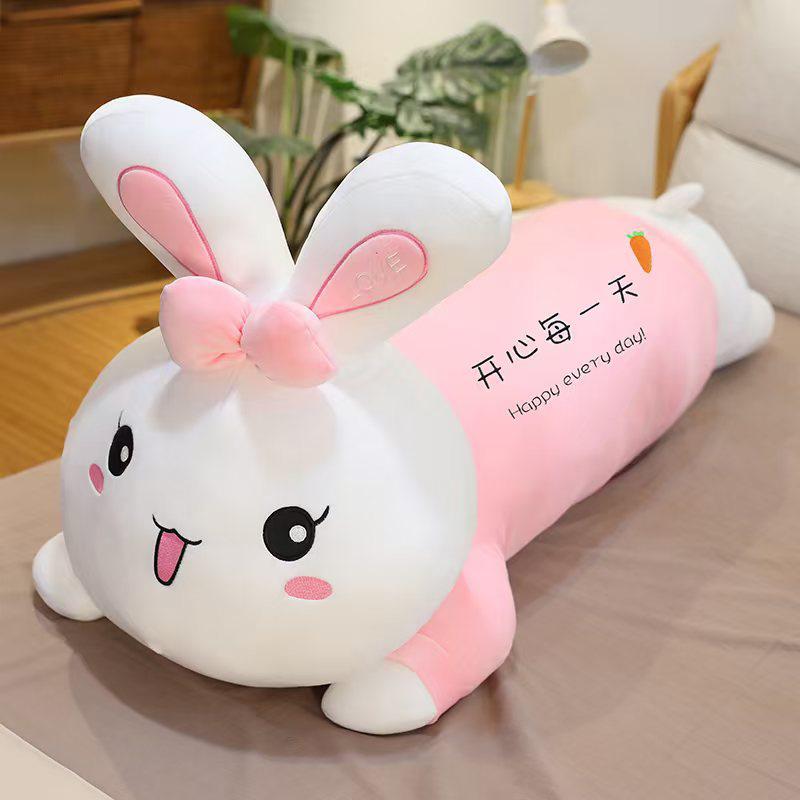Plush Toy Girl Cute Lying Down Rabbit Soft Strip Sleeping Throw Pillow Children Doll Birthday