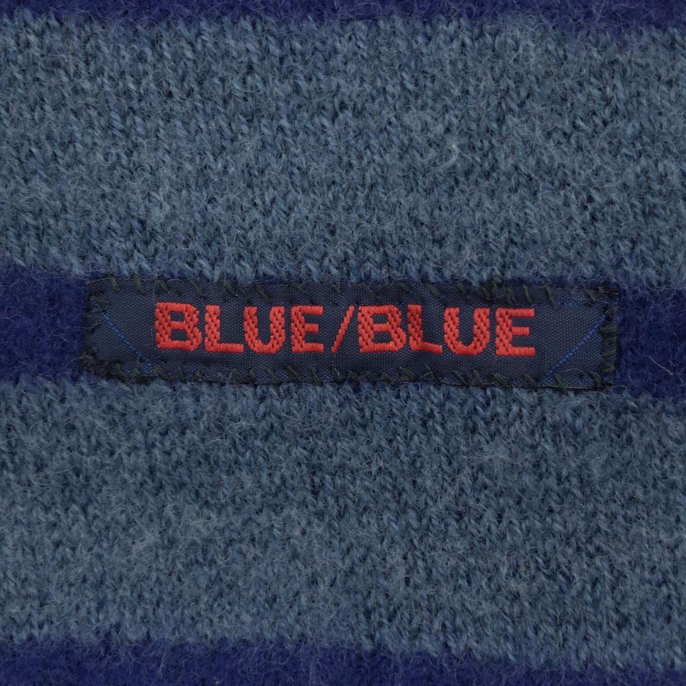 BLUE BLUE Made in Japan 100% wool border Long sleeve sweater 3 Blue knit Men's Used