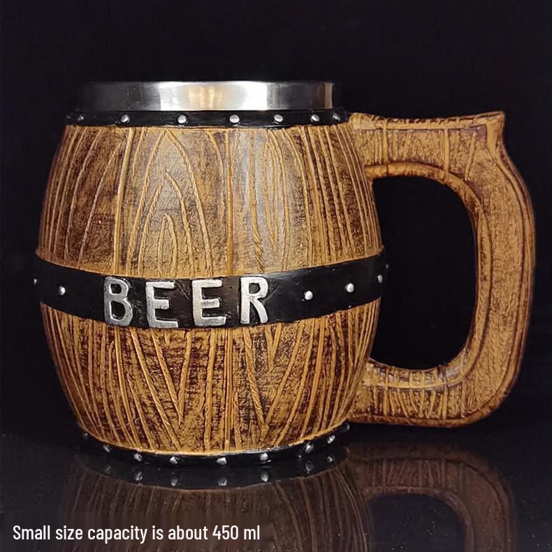 Large Handmade Wooden Dragon Beer Mug