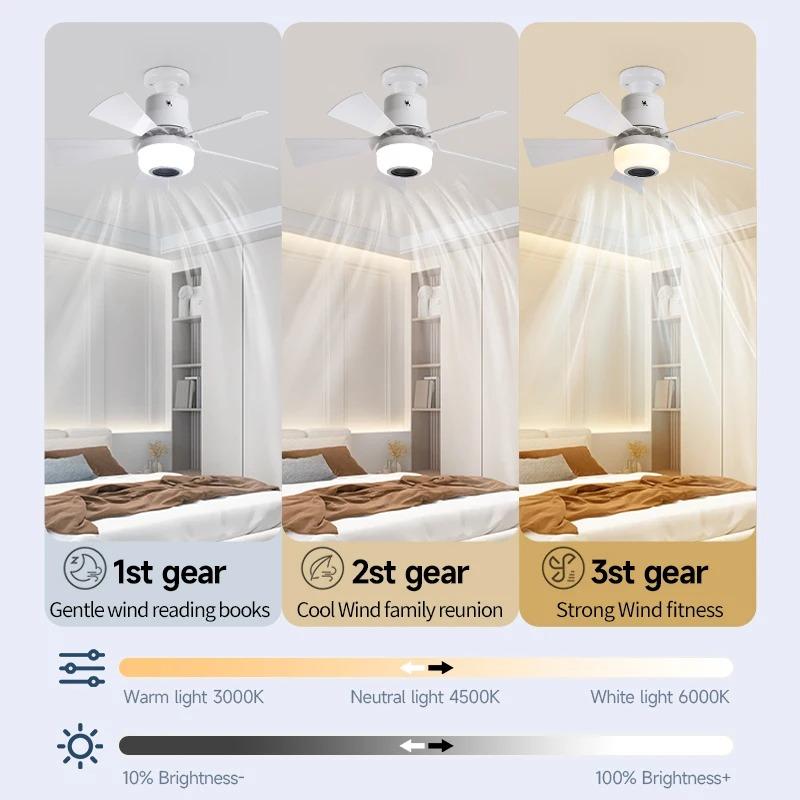 Bluetooth Music Light E27 Screw Top Suction Music Fan Light for Home Use Silent and Detachable Fan Blade Bluetooth Speaker