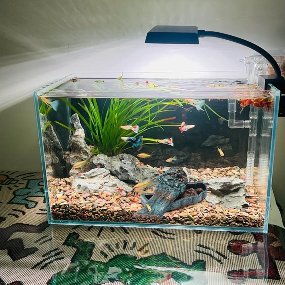 Egyptian Statue Resin Craft Aquarium Decoration Accessories, Ancient Egyptian Mummy Figurine With Coffin Creative Ornament For Fish Tank Decor