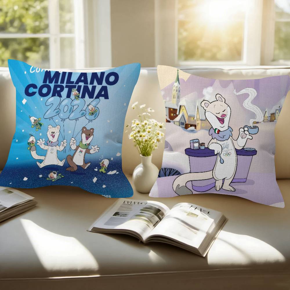 Office Cushion Pillowcase Car Cushion Cover45X45CM Lumbar Pillowcase Sofa Pillowcover Mascot TTina cute And MMilo