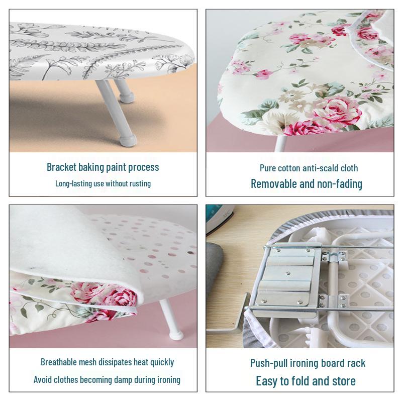 Folding Mini Ironing Board with Ironing Pad and Clothes Rack