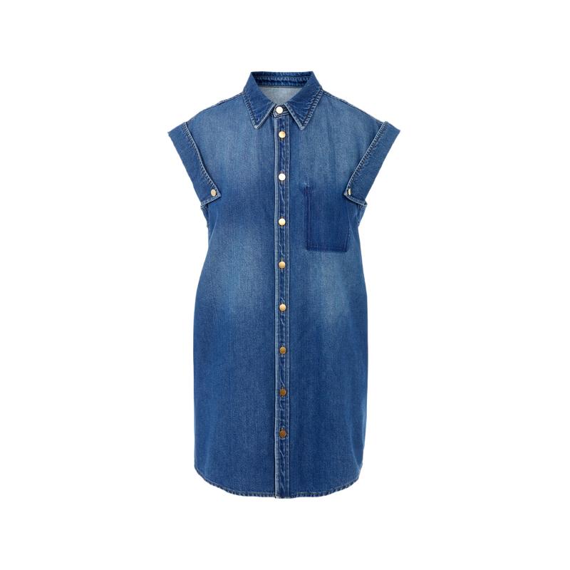 LANGZI 25 Pure Cotton Denim Shirt Dress S