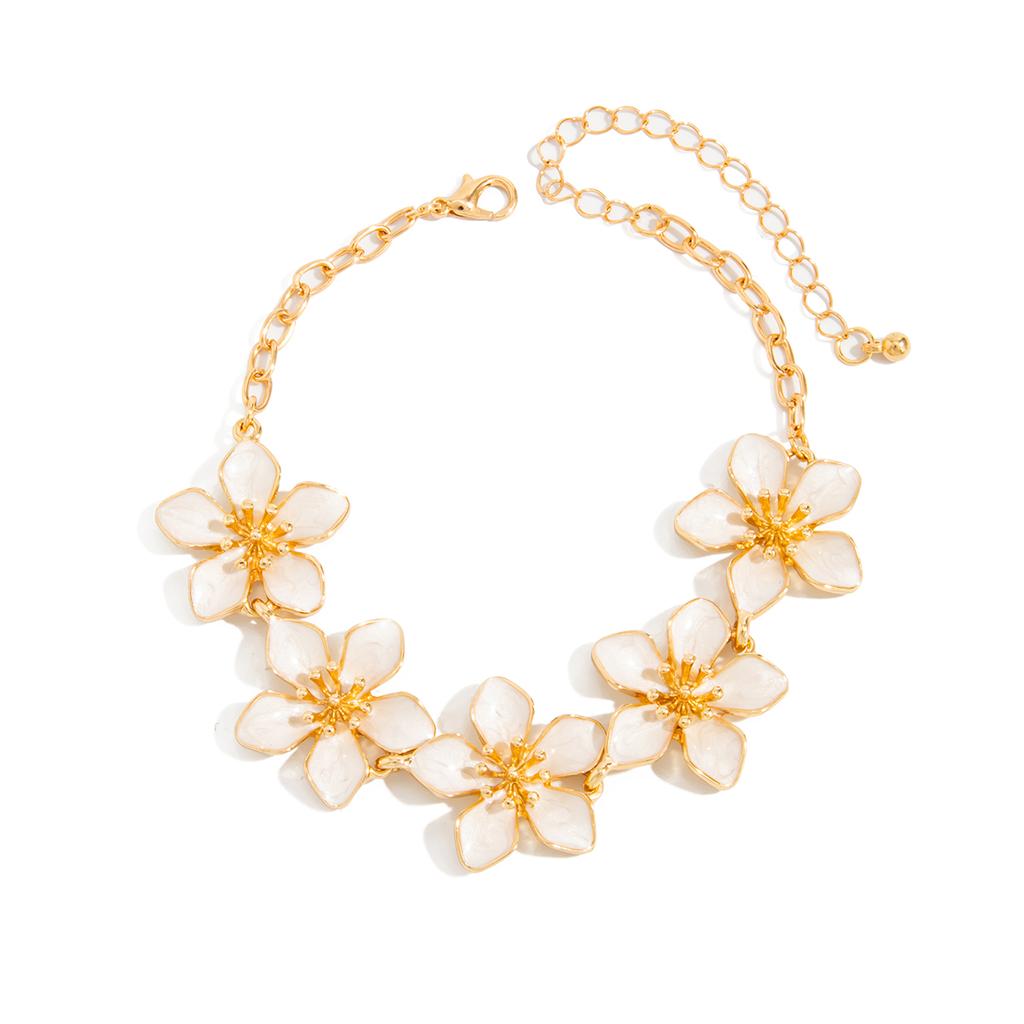 Ingemark Trendy Exquisite Oil Dripping Flower Adjustable Anklet Women Summer Beach Gold Color Metal Feet Chain Party Jewelry New
