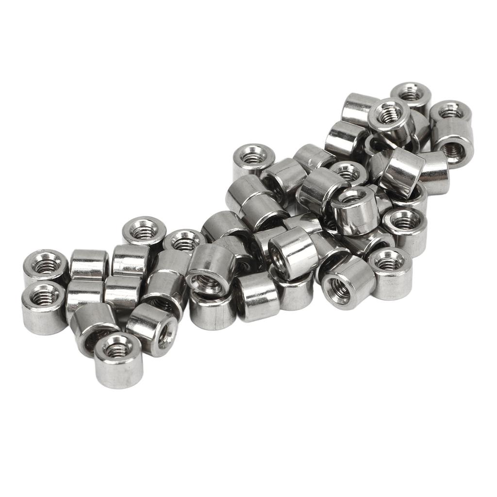 50Pcs Coupling Nut Round Female Thread Stainless Steel M4 Connector Nut Kit for Maintenance