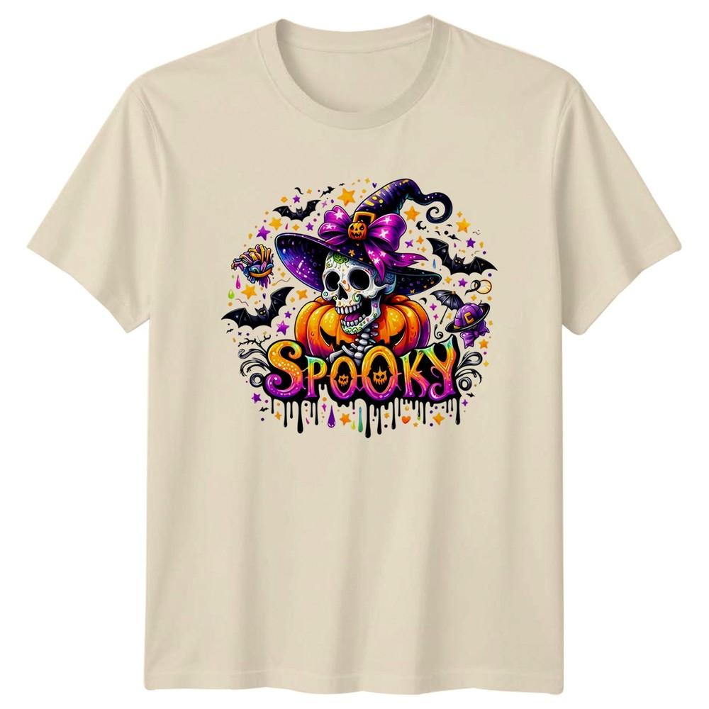 Spooky Skull Pumpkin Halloween Holidays Unisexs TShirt Unisexs Graphic Tee