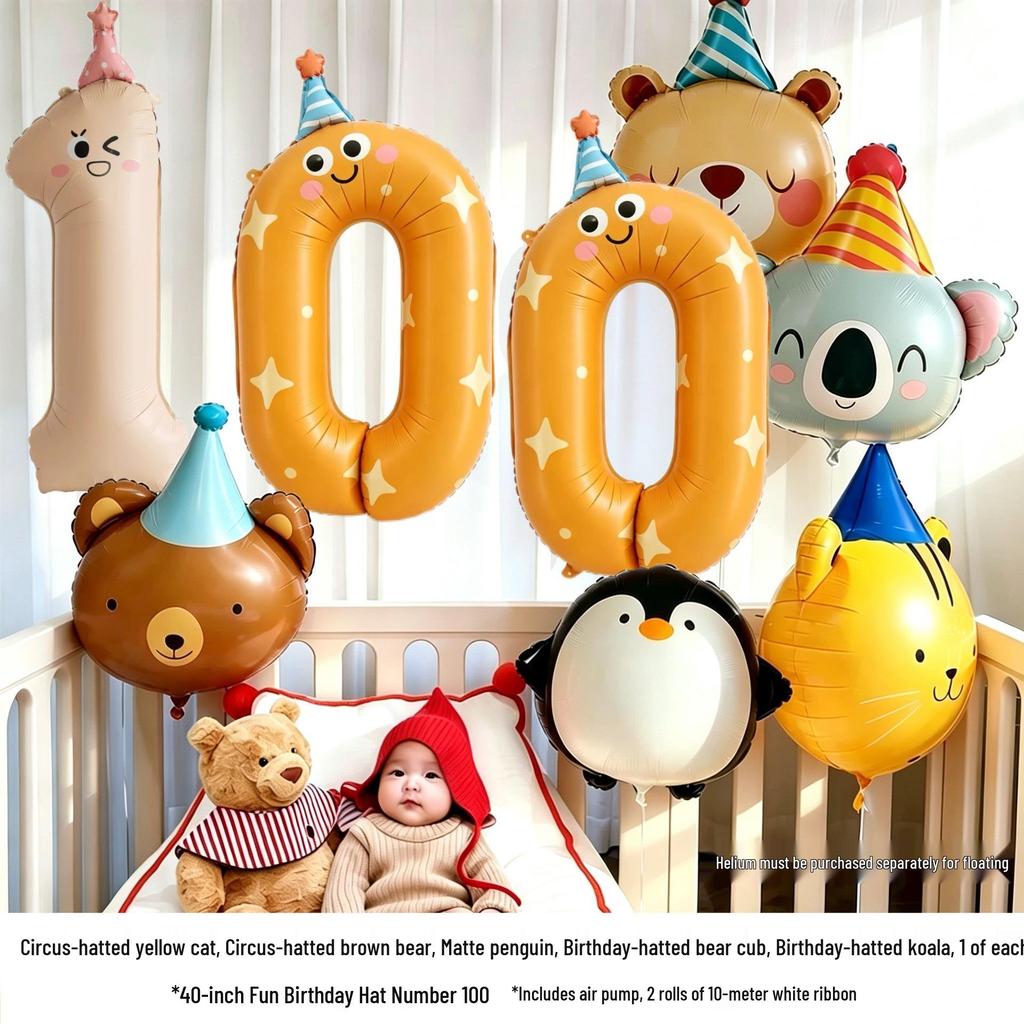 10. Geburtstag Cartoon Tiere & Zahlen Luftballon Party Dekoration für Kinder