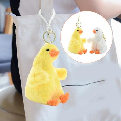 Squeaky Duck Keychain with Hanging Buckle Stuffed Animal Toy Plushie Doll Key Ring Holder Handbag Backpack Decoration Birthday Gift