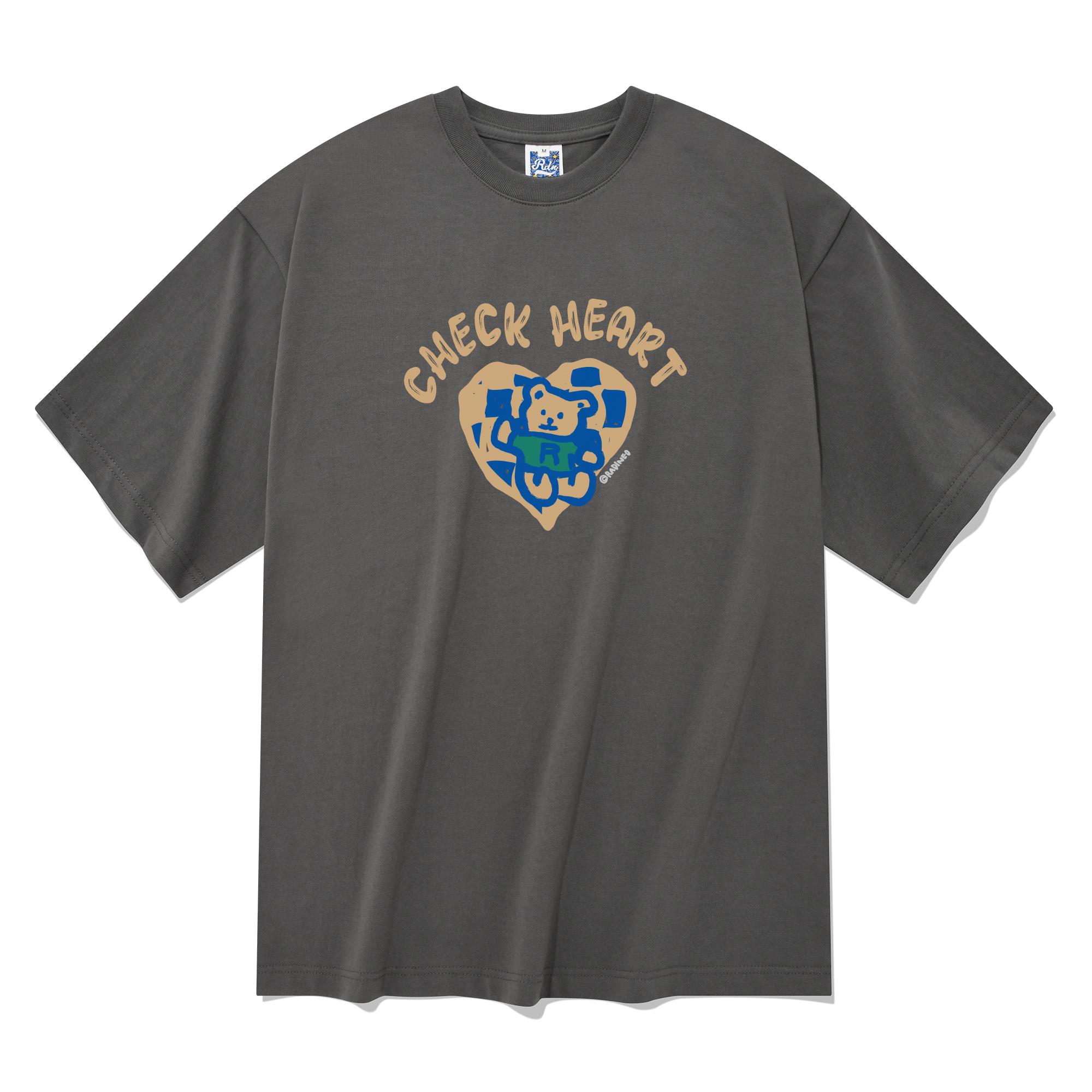 Radineo Check Heart Short Sleeve T-Shirt Gray L