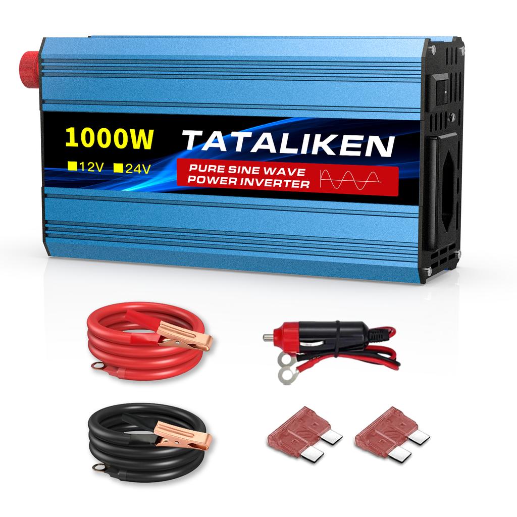 1600W Multi-Power Brazil Compatible Inverter, 12V DC Input to 110V or 220V AC Output, with Digital Screen & Temperature Control